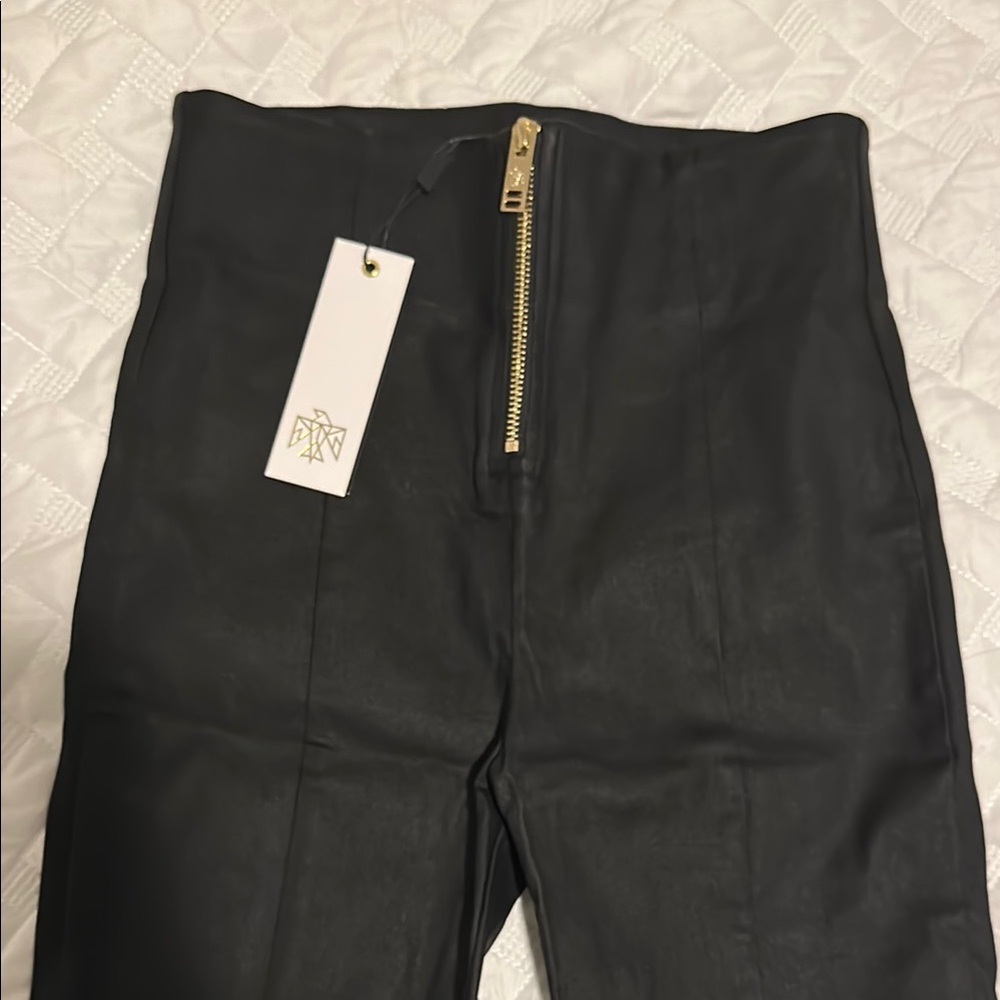 All Things Golden - Black Leather Pants with Gold Zipper